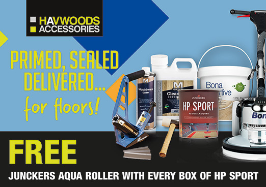 Havwoods Accessories are now offering you a FREE aqua roller with every box of Junckers HP Sport