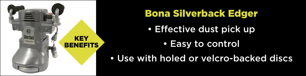 The key benefits of the Bona Silverback Edger - effective dust pick up, easy to control and ability to sue with holed or velcro-backed discs.
