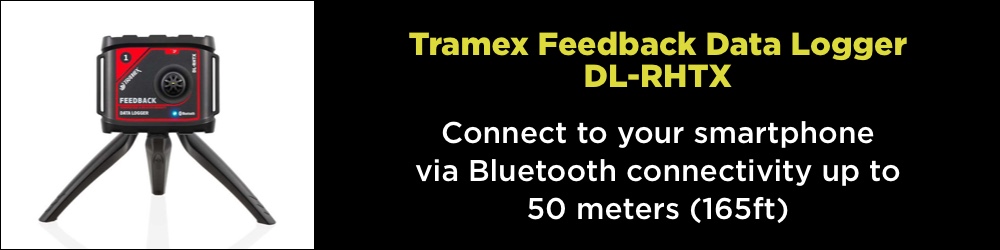Tramex Feedback Data Logger DL-RHTX connects to your smartphone via bluetooth connectivity up to 50m.